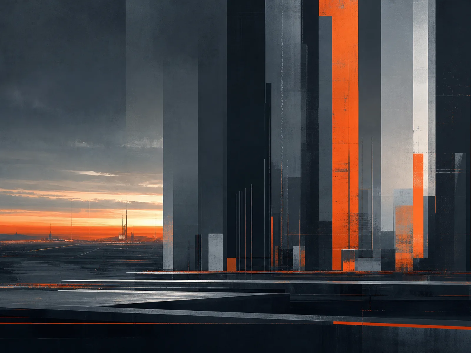 Abstract prairie skyline and industrial tones suggesting Calgary’s energy corridor